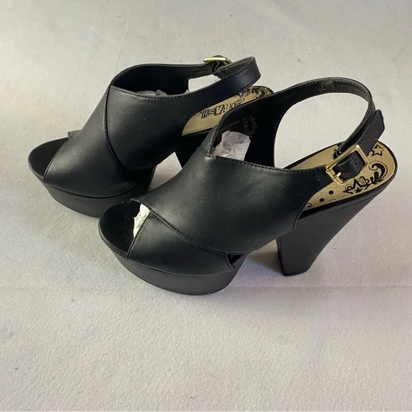 Black Peep Toe Platform Sandals women size 8 NWT 4” heel - Picture 4 of 6
